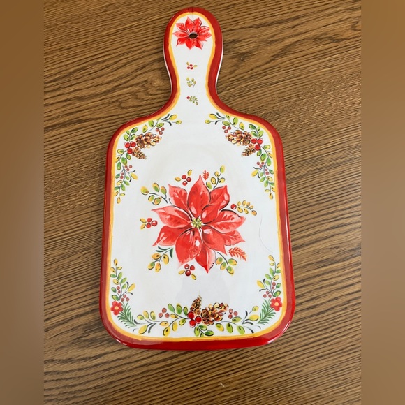Le Cadeaux Ceramic Cheese Fruit Cutting Board Floral Motif - Picture 1 of 5